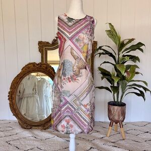 *SOLD* Roberto Cavalli Pink Floral & Tiger Print Sheath Dress